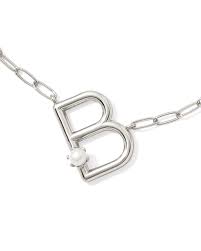 Letter B Silver Pearl Pendant Necklace