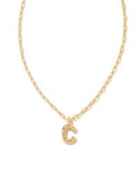 Letter C gold crystal necklace