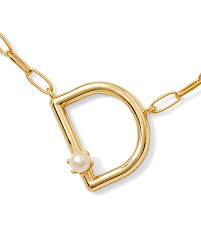 Letter D gold pearl pendant necklace