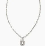 Letter D silver crystal necklac