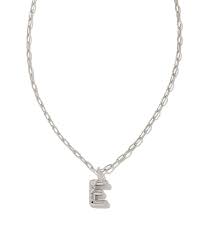 Letter E silver crystal necklac