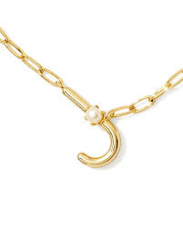 Letter J Gold Pearl pendant necklace