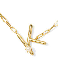 Letter K Pearl gold necklace