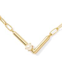 Letter L gold pearl pendant necklace