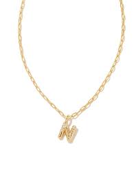 Letter N gold crystal necklace