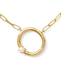 Letter O gold pearl pendant necklace