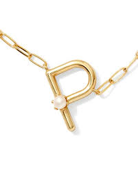 Letter P gold pearl pendant necklace