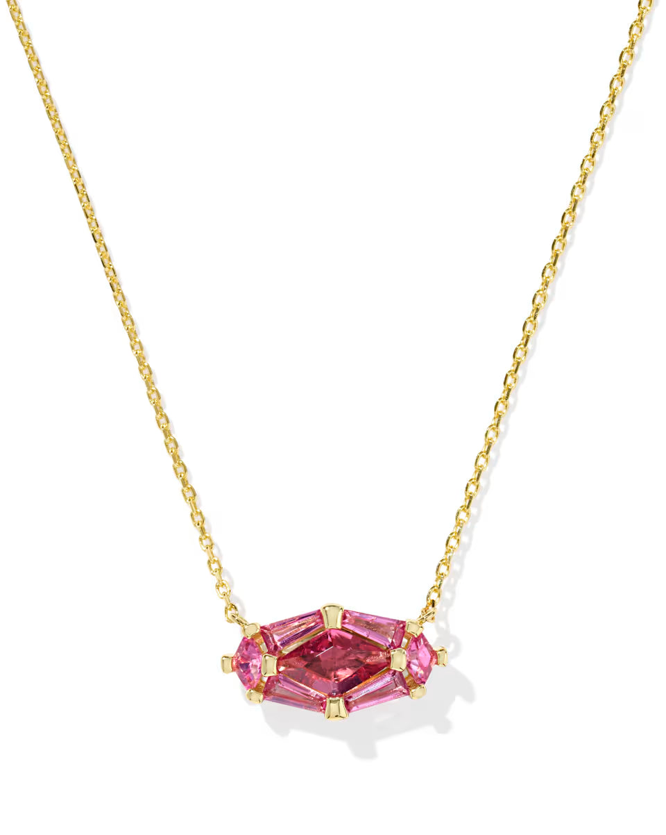 Lindy Rae Elisa Gold Pink Crystal Necklace