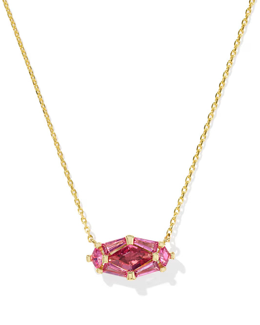 Lindy Rae Elisa Gold Pink Crystal Necklace