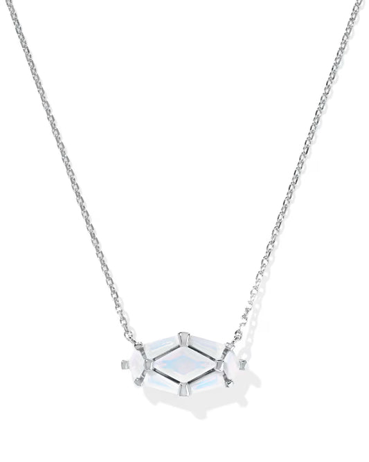 Lindy Rae Elisa Silver White Opalite Crystal Necklace