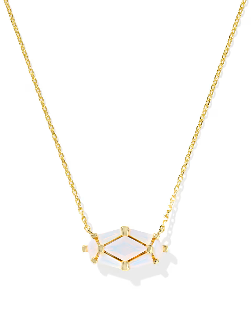 Lindy Rae Elisa Gold White Opalite Crystal Necklace