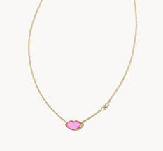 Lips Pendent Necklace Gold Hot Pink Mop