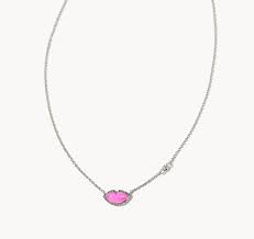 Lips Pendent Necklace Silver Hot Pink Mop
