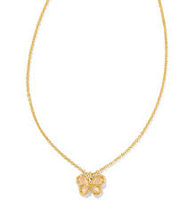 Mae Butterfly gold golden abalone necklace