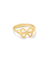 Mae Butterfly gold golden abalone ring size 7