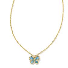 Mae Butterfly gold indigo watercolor necklace