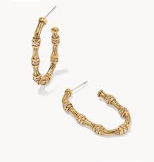 Maura bamboo gold crystal hoop earrings