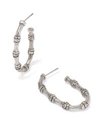 Maura bamboo silver crystal hoop earrings