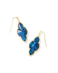 Abbie pave framed gold navy abalone earrings