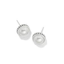 Pebble Dot Medallion Pearl Post Earrings