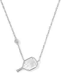 Pickleball silver ivory necklace