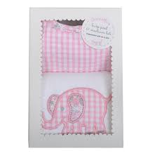 Pink Elephant Burp and Bib Set