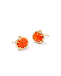 Pumpkin gold orange pearl stud earrings