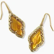 Adeline Drop Earrings Vintage Gold Marbled Amber Illusion