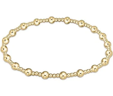Classic Sincerity Pattern 4mm Beaded Bracelet - gold
