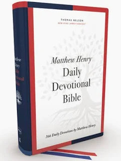 NKJV Bible Matthew Henry Daily Devotional Bible Hardcover Red and Navy Blue Thumb Index