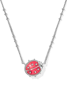 Ladybug silver red magnesite necklace