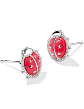Ladybug silver red magnesite earrings