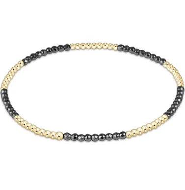 Blissful Pattern 2mm Bead Bracelet - Faceted Hematite
