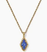 Adeline Short Pendent Necklace Vintage Gold Blue Lapis
