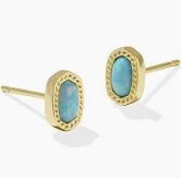 Ellie Mini Gold Teal Opal Stud Earrings