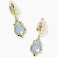 Adriana scalloped frame gold sky blue huggie hoops