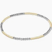 Blissful Pattern 2mm Bead Bracelet - Silver Faceted Hematite