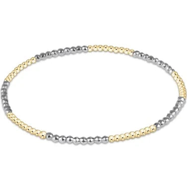 Blissful Pattern 2mm Bead Bracelet - Bright Silver Faceted Hematite