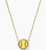 Softball Gold Chartreuse Magnesite Necklace