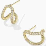Daphne pave huggie gold crystal earrings