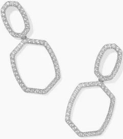 Daphne pave open frame silver crystal earrings