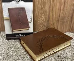 KJV Giant Print Full-Size Bible Brown Leathersoft Crown of Thorns Indexed