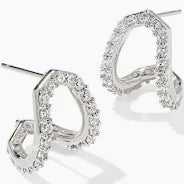 Daphne pave huggie silver crystal earrings