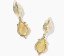 Adriana scalloped frame gold yellow iridescent abalone huggie hoops