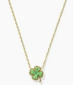 Clover gold green magnesite necklace