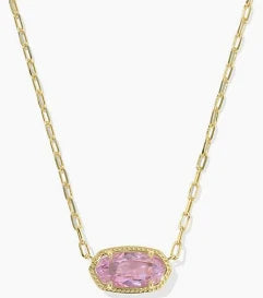 Elisa Luxe Pendent Necklace Gold Light Pink Crystal