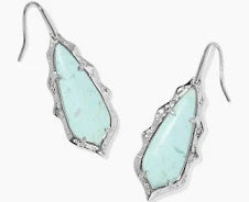 Adriana scalloped frame silver sea green earrings