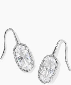 Elisa Luxe Drop Earrings Silver White Crystal