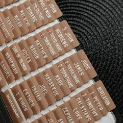 Bible Tabs Brown with White Letters