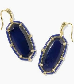 Elle enamel gold navy pearl earrings